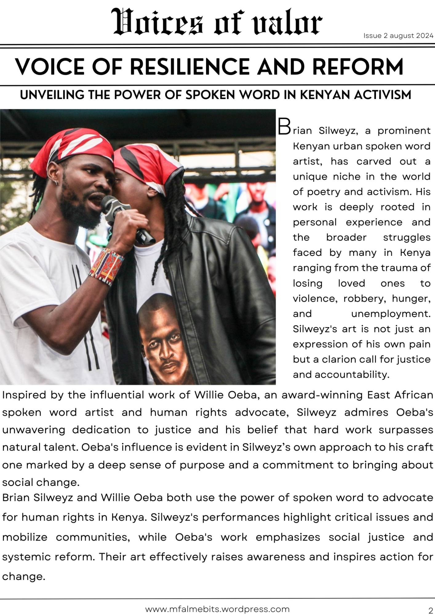 Cover of Voices of Valor Issue 002 featuring Fela Kuti, highlighting his influence