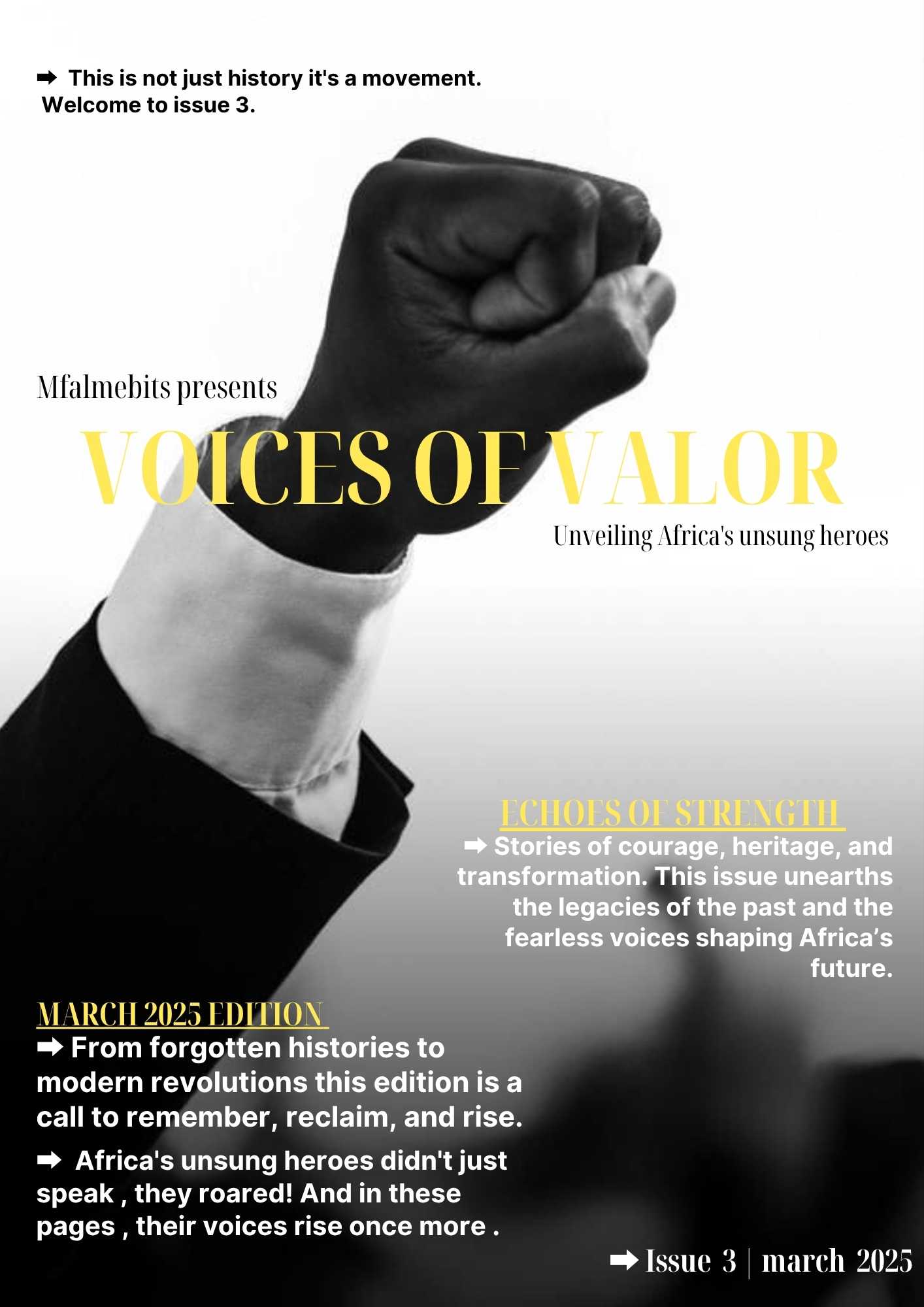 Cover of Voices of Valor Issue 003 featuring Jomo Kenyatta and themes of Pan-Africanism