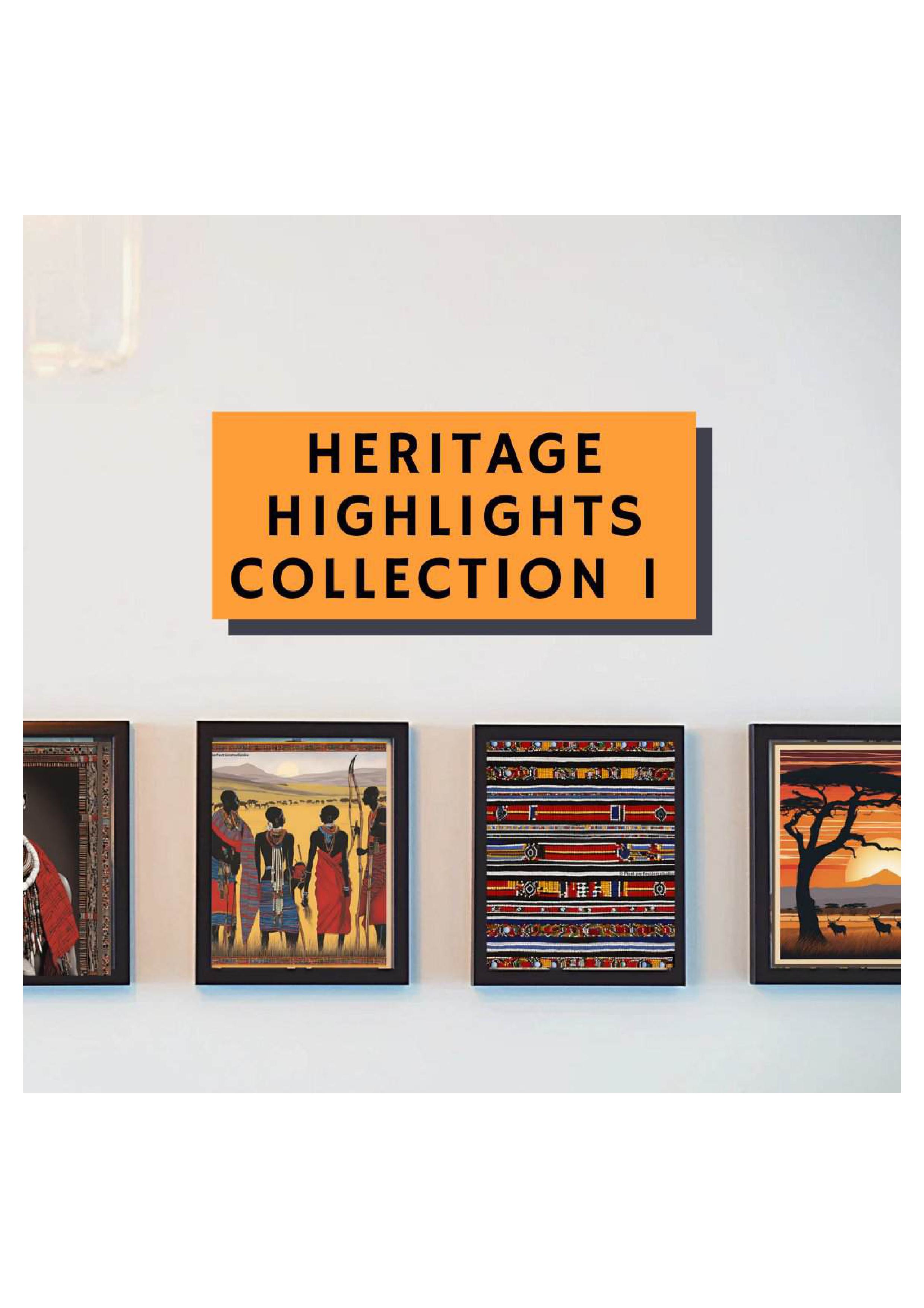 Heritage Highlights Collection 01 featuring eight African digital prints celebrating Kenyan culture,